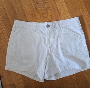White Women's Cotton Distressed Shorts with Front Pockets